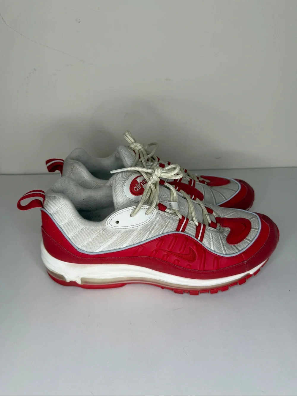 Nike Air Max 98 University Red White Sneakers 640744-602 Mens Size 46 US 12